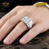 Nhẫn nam vàng trắng Au750 đính kim cương