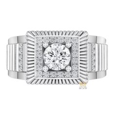 Nhẫn nam vàng trắng Au750 đính kim cương