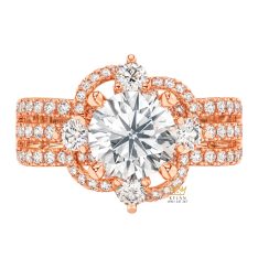 Nhẫn nữ vàng hồng Au750 đính kim cương