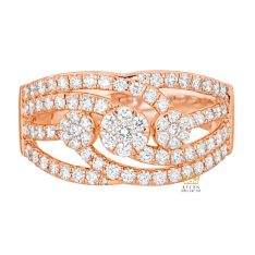 Nhẫn nữ vàng hồng Au750 đính kim cương