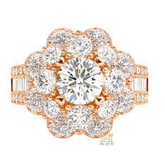 Nhẫn nữ vàng hồng Au750 đính kim cương