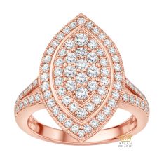 Nhẫn nữ vàng hồng Au750 đính kim cương