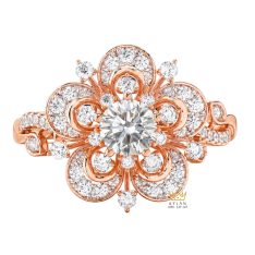 Nhẫn nữ vàng hồng Au750 đính kim cương