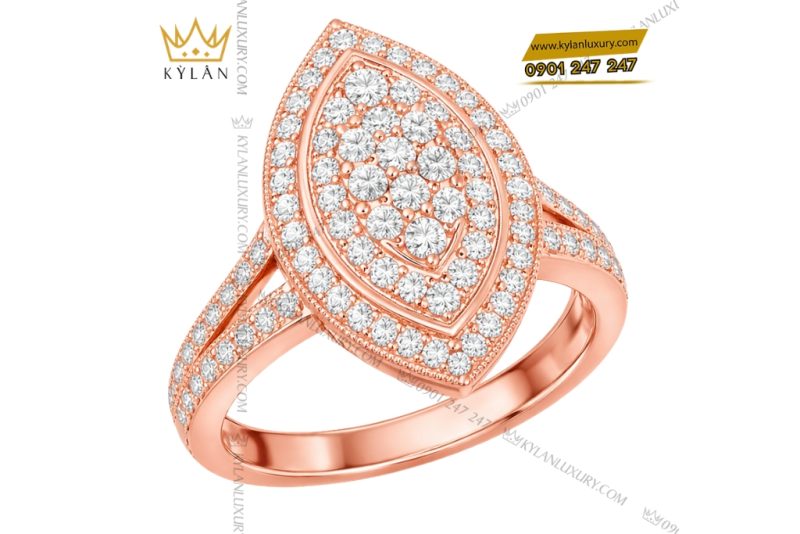 Nhẫn nữ vàng hồng Au750 đính kim cương