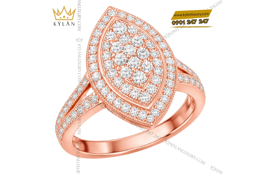 Kỳ Lân Luxury Nhan nu vang hong Au750 dinh kim cuong 3 3 Nhẫn nữ vàng hồng Au750 đính kim cương