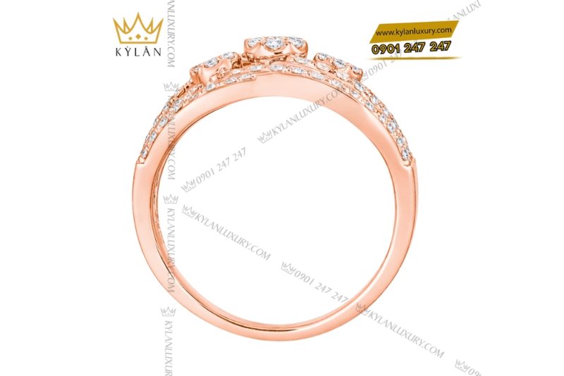 Nhẫn nữ vàng hồng Au750 đính kim cương