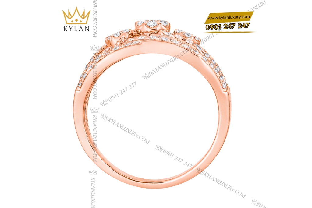 Nhẫn nữ vàng hồng Au750 đính kim cương