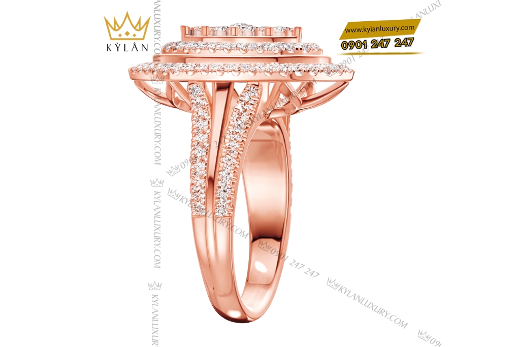 Kỳ Lân Luxury Nhan nu vang hong Au750 dinh kim cuong 4 3 Nhẫn nữ vàng hồng Au750 đính kim cương