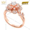 Nhẫn nữ vàng hồng Au750 đính kim cương