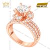 Nhẫn nữ vàng hồng Au750 đính kim cương