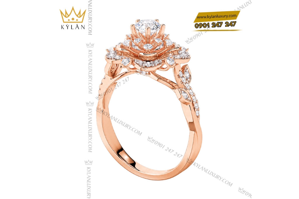 Kỳ Lân Luxury Nhan nu vang hong Au750 dinh kim cuong 5 4 Nhẫn nữ vàng hồng Au750 đính kim cương