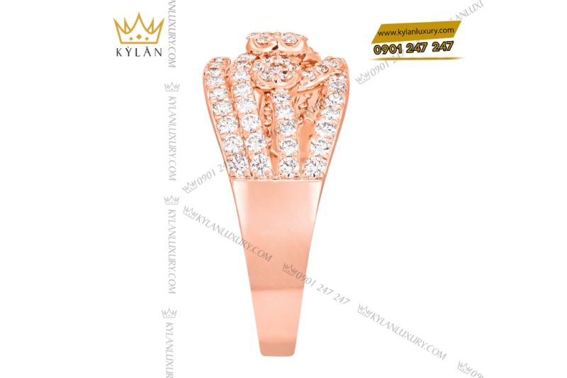 Nhẫn nữ vàng hồng Au750 đính kim cương
