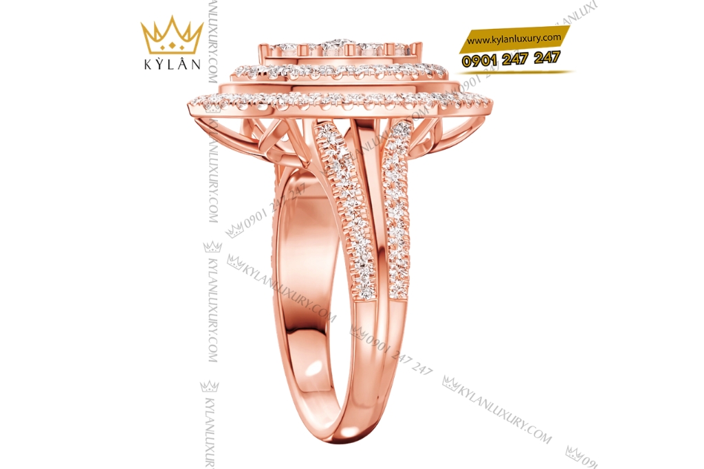 Kỳ Lân Luxury Nhan nu vang hong Au750 dinh kim cuong 6 3 Nhẫn nữ vàng hồng Au750 đính kim cương
