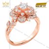 Nhẫn nữ vàng hồng Au750 đính kim cương