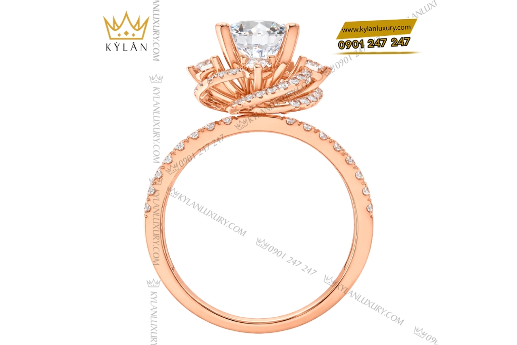 Nhẫn nữ vàng hồng Au750 đính kim cương 5 Nhẫn nữ vàng hồng Au750 đính kim cương