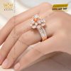 Nhẫn nữ vàng hồng Au750 đính kim cương