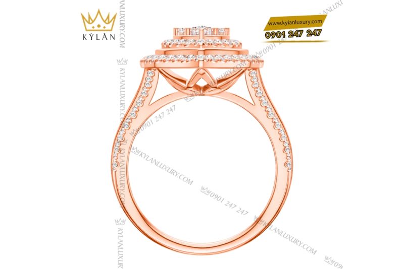 Nhẫn nữ vàng hồng Au750 đính kim cương