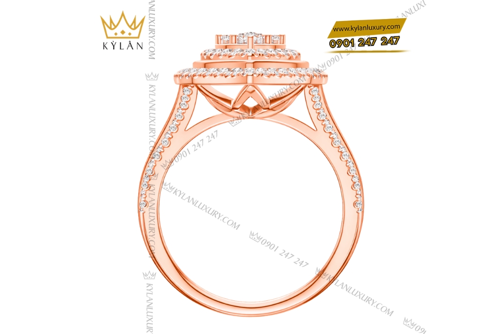 Nhẫn nữ vàng hồng Au750 đính kim cương