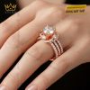 Nhẫn nữ vàng hồng Au750 đính kim cương