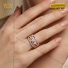 Nhẫn nữ vàng hồng Au750 đính kim cương
