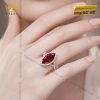 Nhẫn nữ vàng hồng Au750 đính kim cương và đá sapphire đỏ
