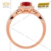 Nhẫn nữ vàng hồng Au750 đính kim cương và đá sapphire đỏ
