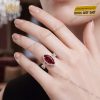 Nhẫn nữ vàng hồng Au750 đính kim cương và đá sapphire đỏ