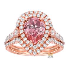 Nhẫn nữ vàng hồng Au750 đính kim cương và sapphire hồng