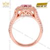 Nhẫn nữ vàng hồng Au750 đính kim cương và sapphire hồng