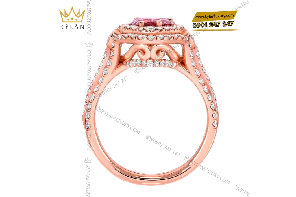 Nhẫn nữ vàng hồng Au750 đính kim cương và sapphire hồng 5 Nhẫn nữ vàng hồng Au750 đính kim cương và sapphire hồng