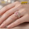 Nhẫn nữ vàng hồng Au750 đính kim cương và sapphire hồng