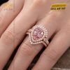 Nhẫn nữ vàng hồng Au750 đính kim cương và sapphire hồng