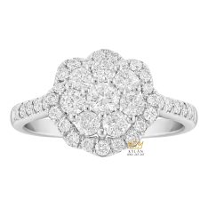 Nhẫn nữ vàng trắng Au750 đính kim cương