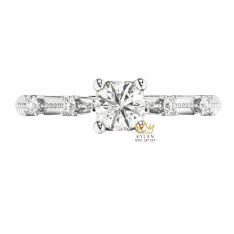 Nhẫn nữ vàng trắng Au750 đính kim cương