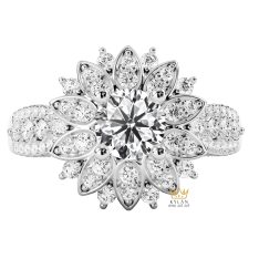 Nhẫn nữ vàng trắng Au750 đính kim cương