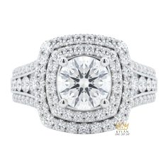 Nhẫn nữ vàng trắng Au750 đính kim cương