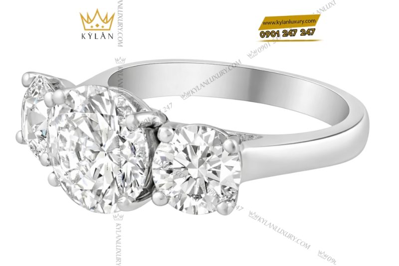 Nhẫn nữ vàng trắng Au750 đính kim cương