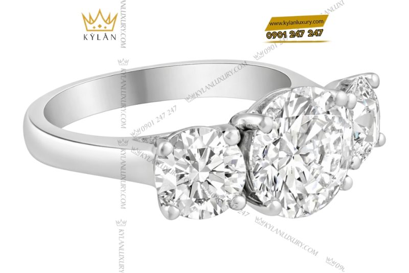 Nhẫn nữ vàng trắng Au750 đính kim cương