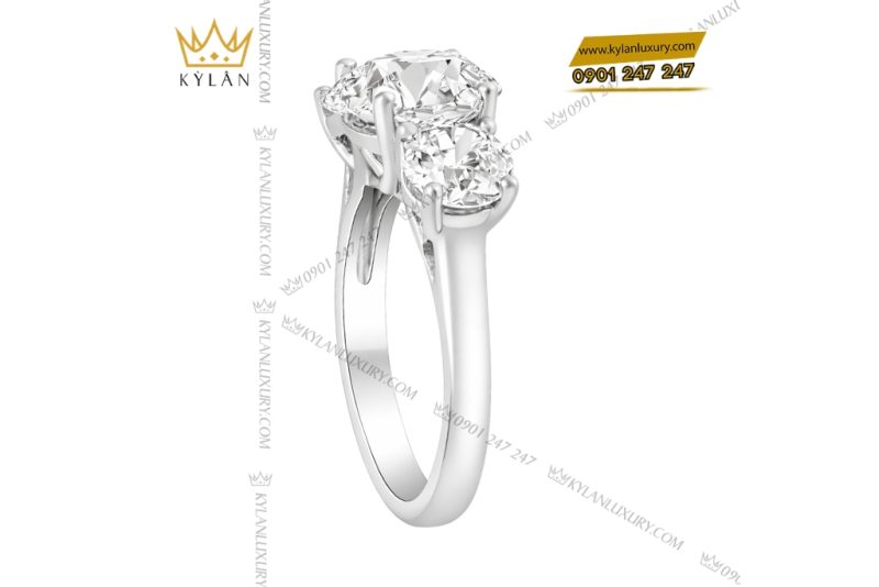 Nhẫn nữ vàng trắng Au750 đính kim cương