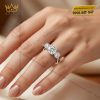 Nhẫn nữ vàng trắng Au750 đính kim cương