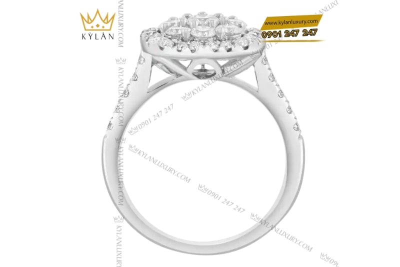 Nhẫn nữ vàng trắng Au750 đính kim cương
