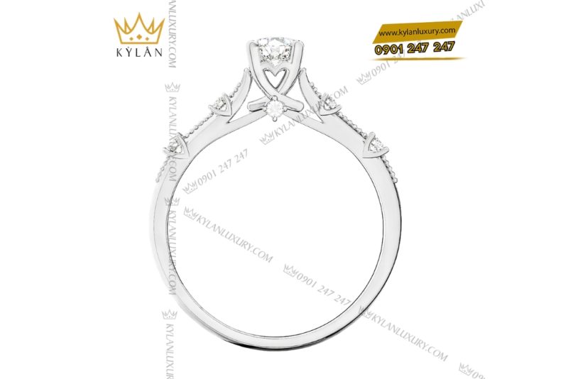 Nhẫn nữ vàng trắng Au750 đính kim cương