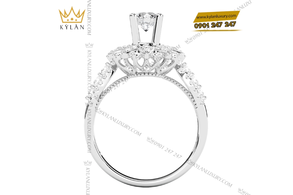 Kỳ Lân Luxury Nhan nu vang trang Au750 dinh kim cuong 6 Nhẫn nữ vàng trắng Au750 đính kim cương