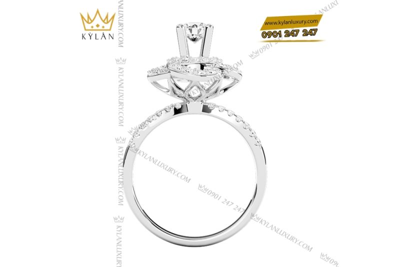 Nhẫn nữ vàng trắng Au750 đính kim cương
