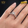 Nhẫn nữ vàng trắng Au750 đính kim cương