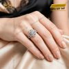 Nhẫn nữ vàng trắng Au750 đính kim cương