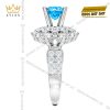 Nhẫn nữ vàng trắng Au750 đính kim cương và đá Topaz