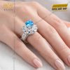 Nhẫn nữ vàng trắng Au750 đính kim cương và đá Topaz