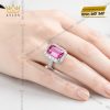 Nhẫn nữ vàng trắng Au750 đính kim cương và đá sapphire hồng