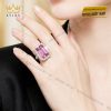 Nhẫn nữ vàng trắng Au750 đính kim cương và đá sapphire hồng
